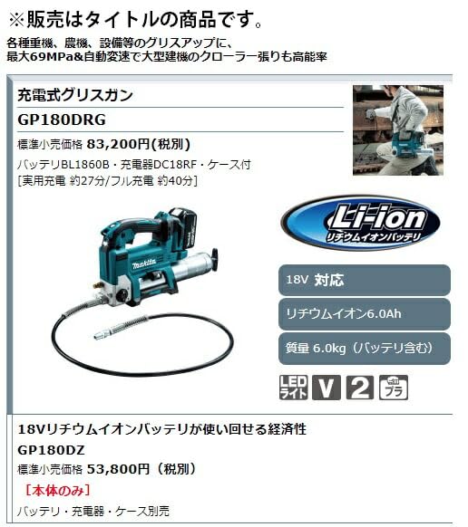 Amazon.co.jp: マキタ(Makita) 充電式グリスガン 18V6Ah バッテリ